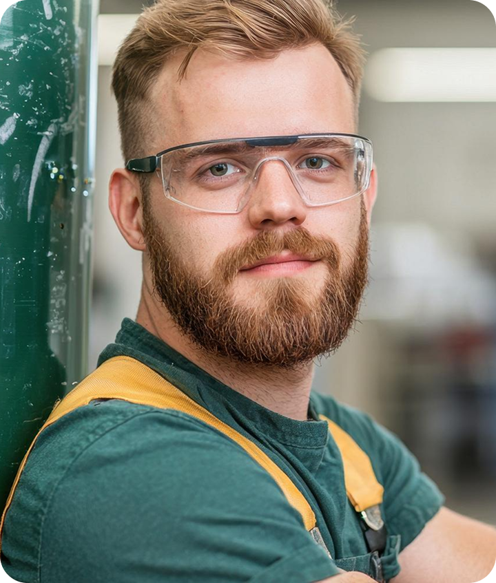 Работник в защитных очках